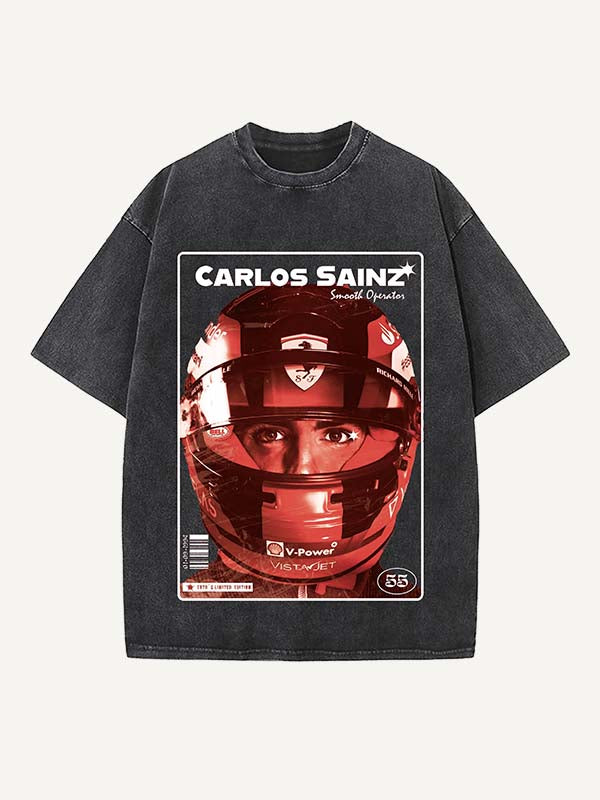 Carlos Sainz Print Round Neck T-shirt
