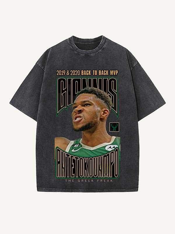 Giannis Antetokounmpo Print Round Neck T-shirt
