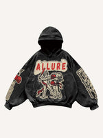 Little Angel&Demon&Skull Faux Decal Print Slant Pockets Hoodie