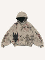 Figure&Eye&Graphic Print Slant Pockets Hoodie