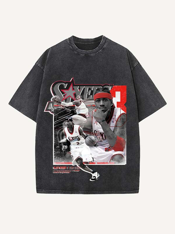 Allen Iverson Print Round Neck T-shirt