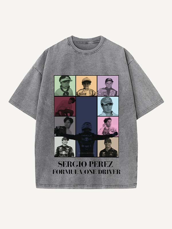Sergio Perez Print Round Neck T-shirt
