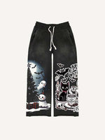 Christmas Ghost&Animal&Skull&Tree&Graphic&Letter Print Elastic Waist Pants