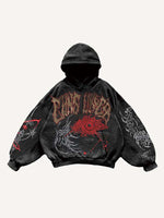 Eye&Graphic Print Slant Pockets Hoodie