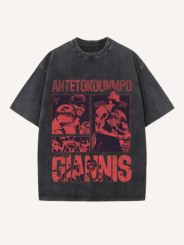 Giannis Antetokounmpo Print Round Neck T-shirt