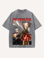 One-Punch Man Print Round Neck T-shirt