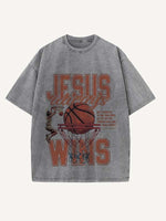 Basketball Aesthetic Print Round Neck T-shirt