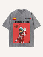 Fernando Alonso Print Round Neck T-shirt