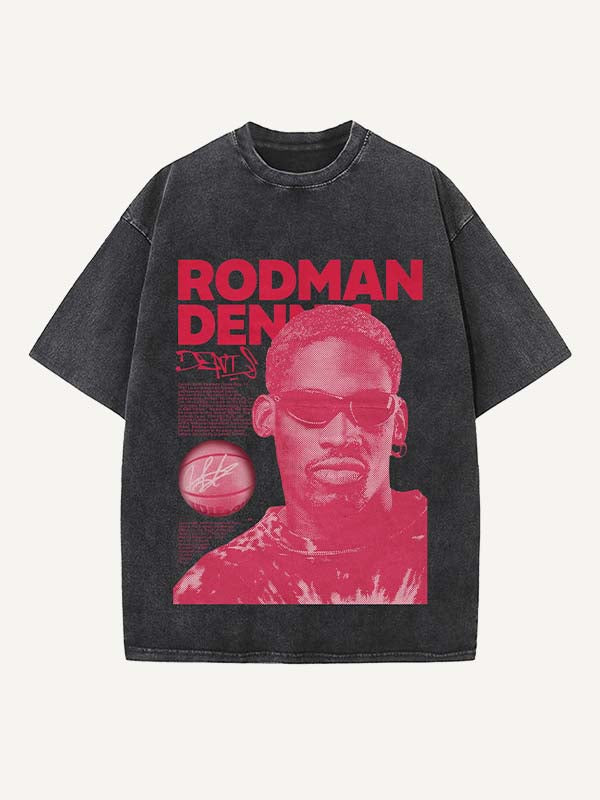 Dennis Rodman Print Round Neck T-shirt