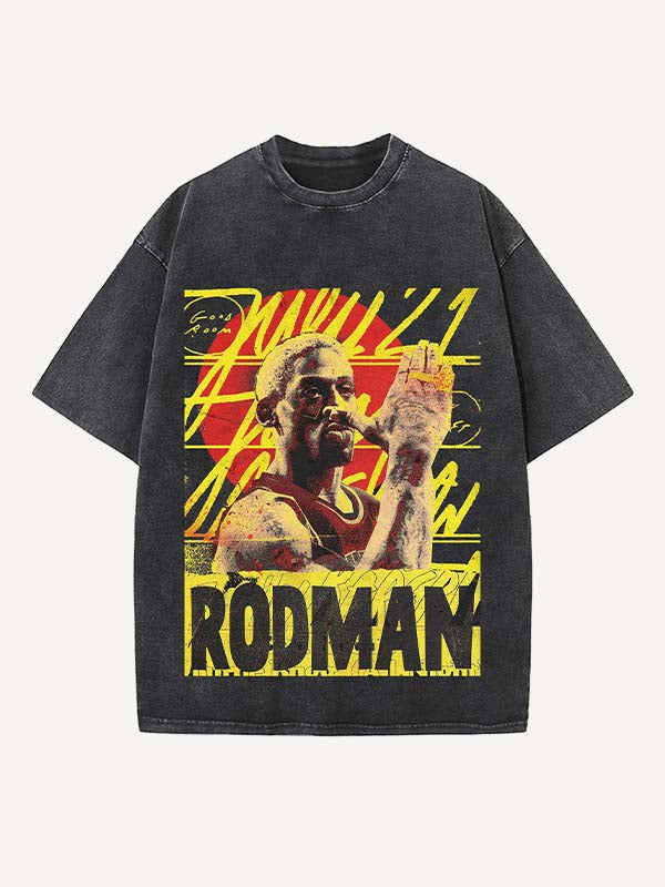 Dennis Rodman Print Round Neck T-shirt