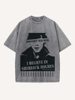 Sherlock Print Round Neck T-shirt