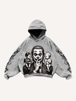 Joker&Angel&Demon&Pistol Print Slant Pockets Hoodie