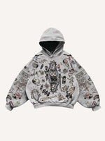 Figure&Graphic Print Slant Pockets Hoodie