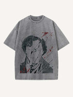 Sherlock Print Round Neck T-shirt