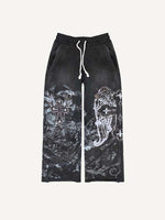 Cross&Wing&Graphic Print Elastic Waist Pants