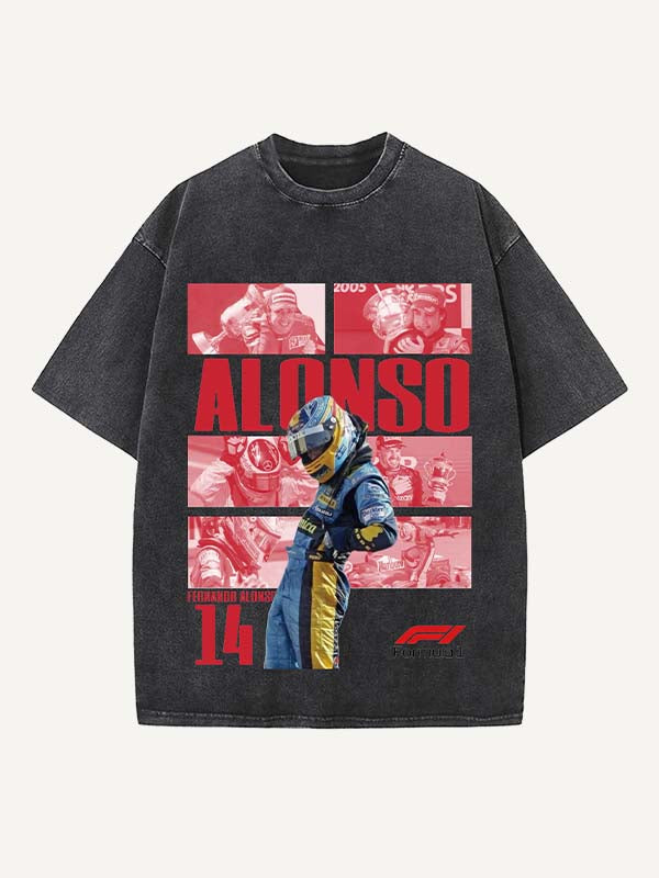Fernando Alonso Print Round Neck T-shirt