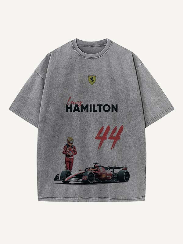 Lewis Hamilton Print Round Neck T-shirt