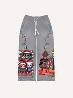 Christmas Horror Print Elastic Waist Pants