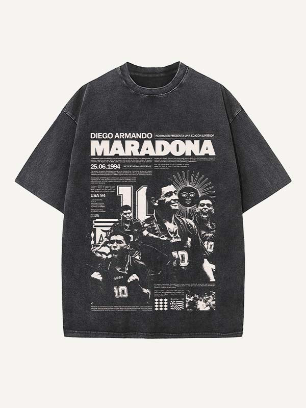 Diego Maradona Print Round Neck T-shirt