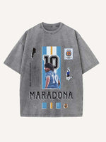 Diego Maradona Print Round Neck T-shirt