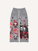 Christmas Horror Print Elastic Waist Pants