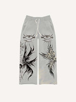 Eye&Wing&Graphic Print Elastic Waist Pants
