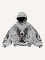 Figure&Wing&Heart&Sword Print Slant Pockets Hoodie