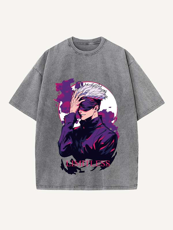 Distressed Washed Figure&Graphic&Letter Print Round Neck T-shirt