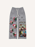 Christmas Horror Print Elastic Waist Pants
