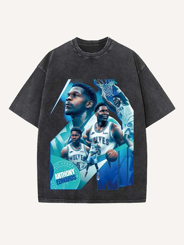 Anthony Edwards Print Round Neck T-shirt