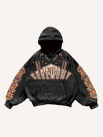 Fire&Figure&Eyeball&Animal Graphic Print Slant Pockets Hoodie