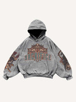 Demon&Animal&Letter Print Slant Pockets Hoodie