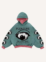 Eye&Letter Print Slant Pockets Hoodie