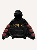 Skeleton Fall In Love Print Slant Pockets Hoodie