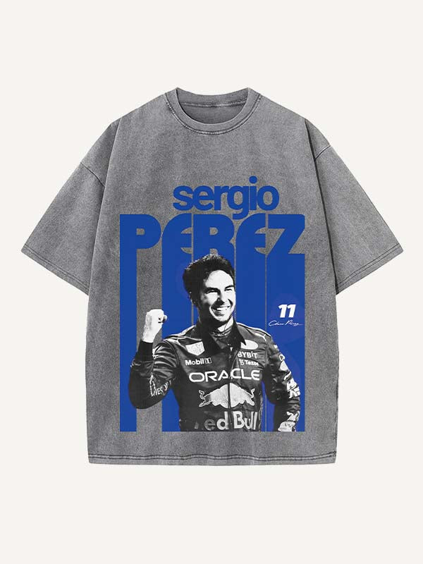 Sergio Perez Print Round Neck T-shirt