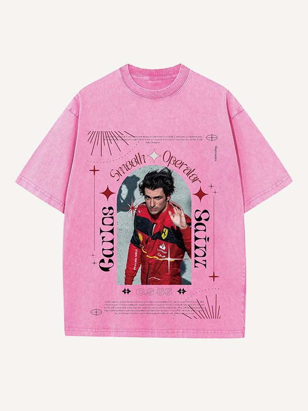 Carlos Sainz Print Round Neck T-shirt