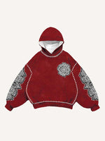 Cross&Letter Graphic Faux Decal Print Slant Pockets Hoodie