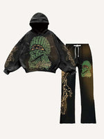 Figure&Letter&Angel Print Elastic Waist Two-Piece Set