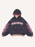 Colorblock Heart&Star Skeleton Team Graphic Faux Decal Print Slant Pockets Hoodie