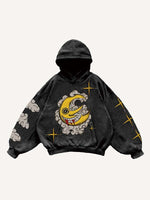 Evil Moon&Sun&Star&Cloud Print Slant Pockets Hoodie