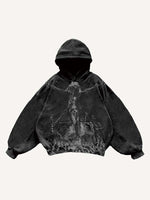 Demon Sacrifice Figure Print Slant Pockets Hoodie