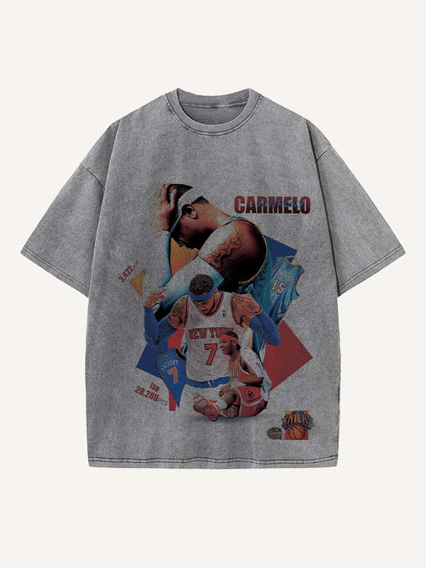 Carmelo Anthony Print Round Neck T-shirt