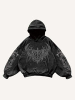 Wing&Cross Graphic Print Slant Pockets Hoodie
