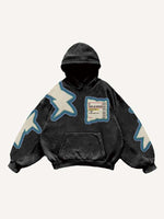 Medicine Bottle&Letter Faux Decal Print Slant Pockets Hoodie