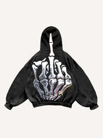 Skull Palm Slant Pockets Hoodie