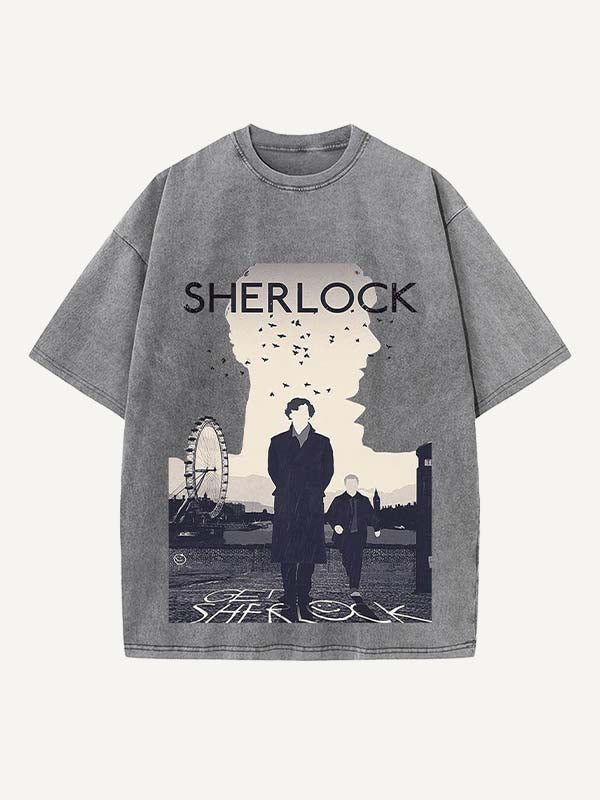 Sherlock Print Round Neck T-shirt