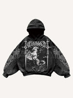 Figure&Horse&Wing&Graphic Print Slant Pockets Hoodie