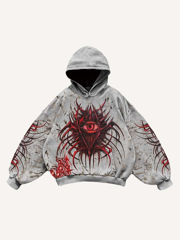 Eye&Graphic Print Slant Pockets Hoodie