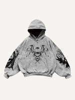 Figure&Wing&Eye&Animal&Letter Print Slant Pockets Hoodie