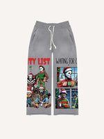 Christmas Horror Print Elastic Waist Pants